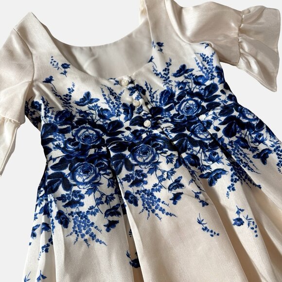 Girls Floral Border Ruffle Sleeve Dress, Size 7 - Picture 7 of 9